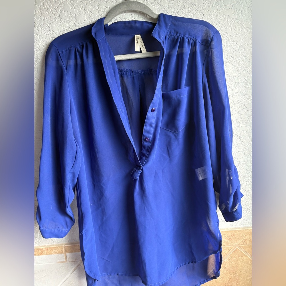 Truth Vibrant Blue Sheer Top